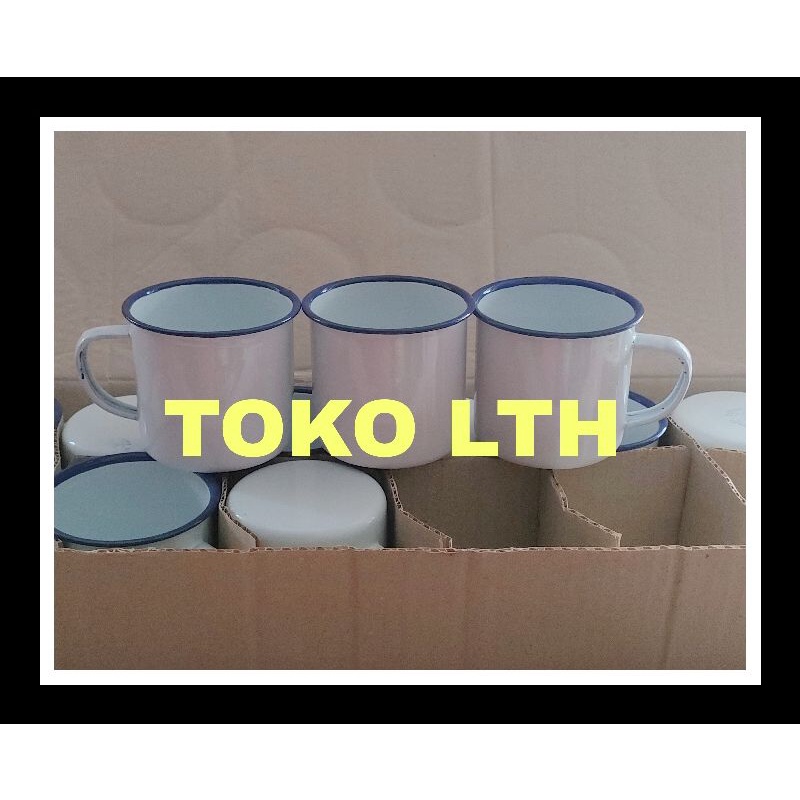 6 PCS CANGKIR JADUL SENG ENAMEL KALENG PANCI POLOS PUTIH GELAS MUG
