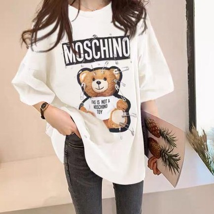 Overtee Tshirt Oversize Wanita Motif Fat Bear Hitam - 100% Import