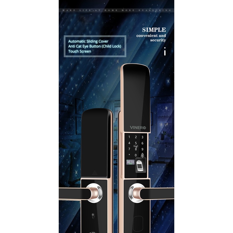 Vinero Astro Automatic Smart Lock Number HD Display With Doorbell