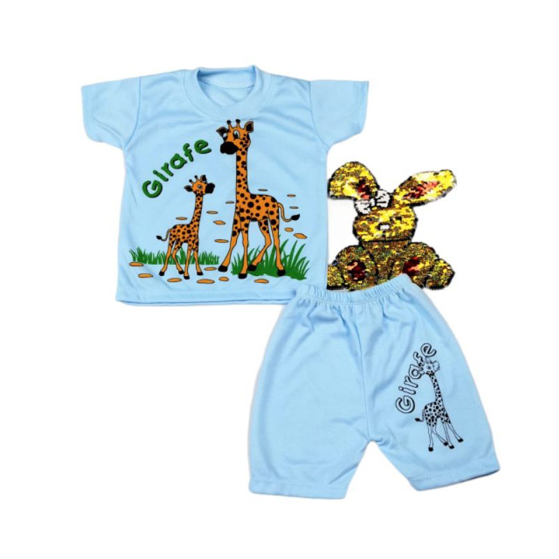 COD 1 STEL BAJU BAYI / BALITA TERBARU TERMURAH USIA 0-12 BULAN MOTIF JERAPAH LIBBABY.SHOP