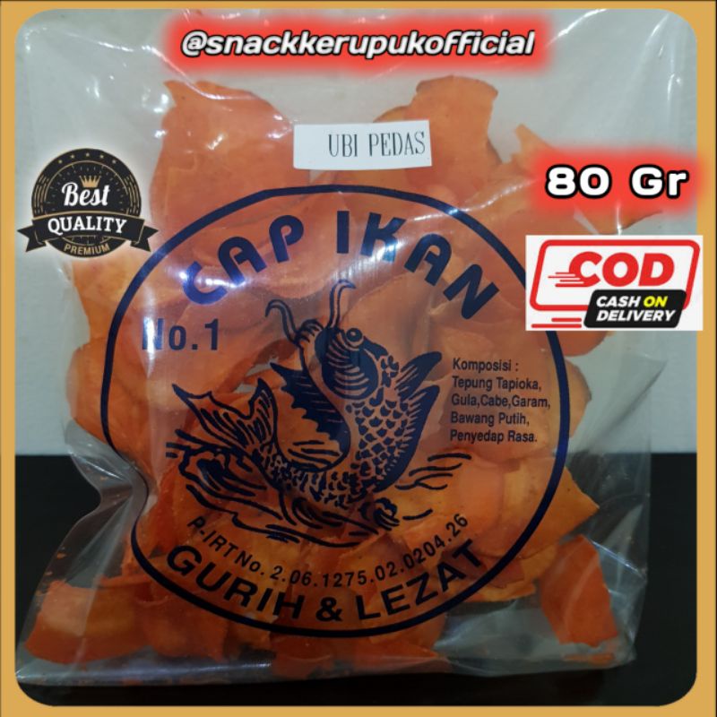 

Snack Kerupuk Ubi Pedas Cap Ikan Keripik Balado 80 Gr