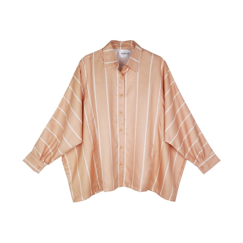 Prewash Karaya Stripes Peach by Nadjani // Nadjani Top // Nadjani Indonesia // Blouse Stripe Prelove