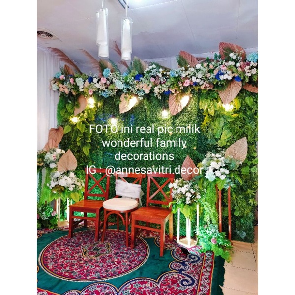 sewa dekorasi backdrop wallgrass (floral) pernikahan, lamaran, khitanan 3 meter