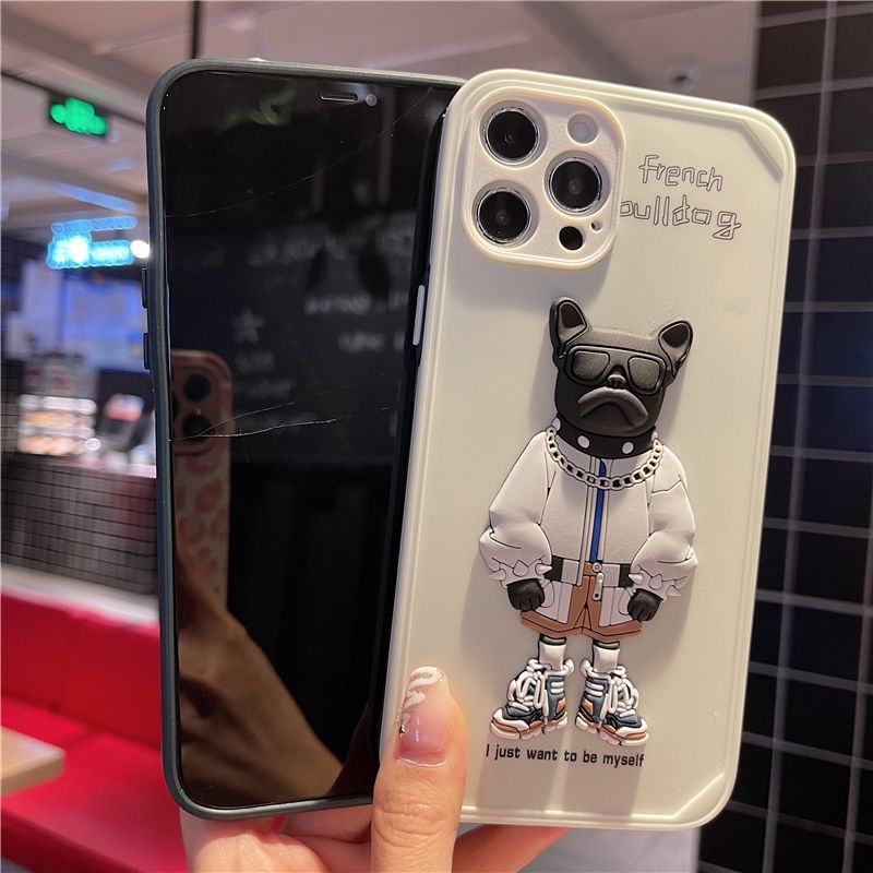 3D Cartoon dog phone case For iPhone 7 8 Plus 11 12 Pro Max iPhone XR XSMAX Shockproof Silicone cover by6dyy