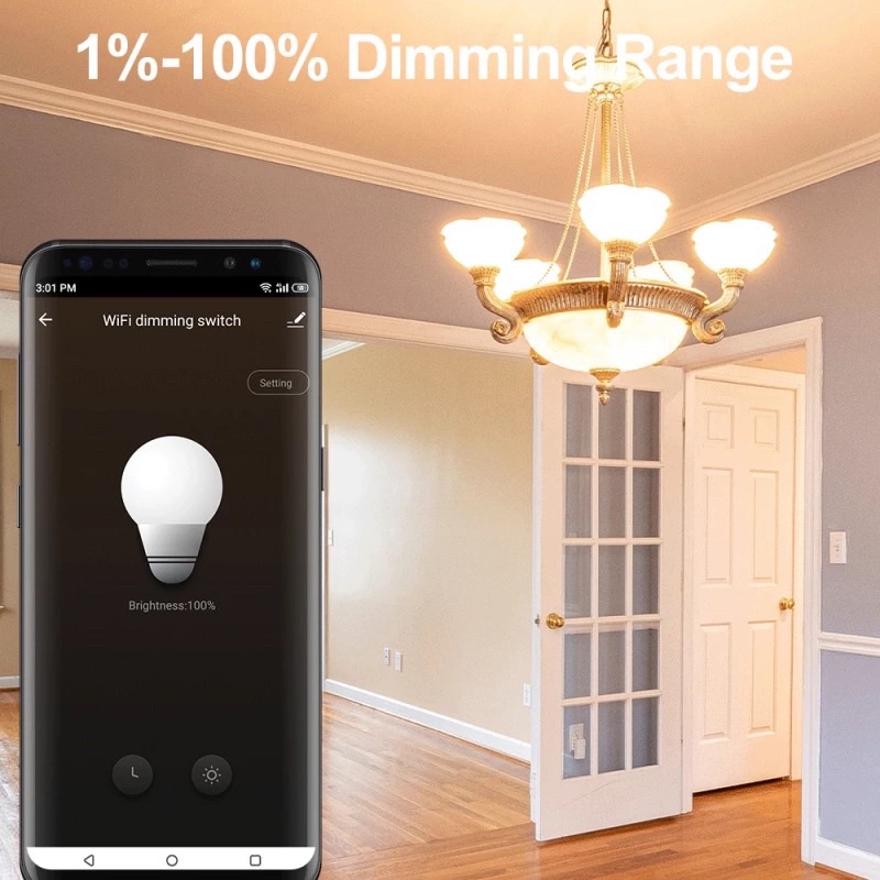 Dimmer Lampu Wifi Smart Switch Mini / On-Off Breaker TWD02-W IOS Android Alat Peredup Lampu