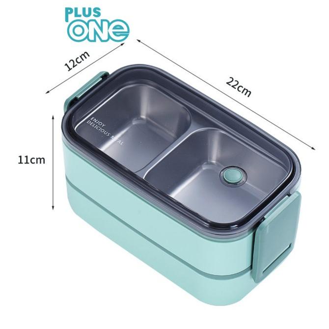 

Baru! Plus One Stainless Steel Lunch Box Bento Kotak Makan Anti Karat- 1036 - Hijau