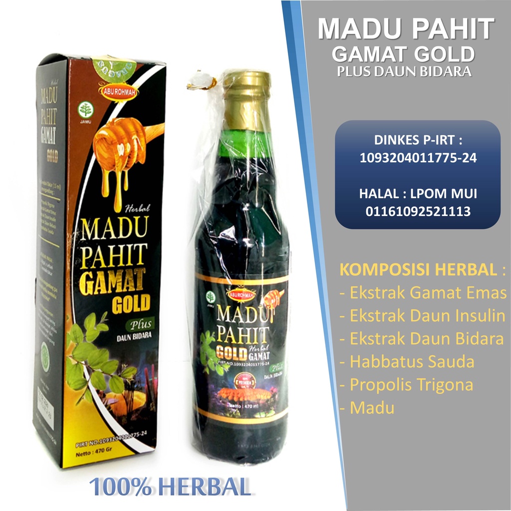 

Gamat Gold Madu Gamat Pahit Plus Propolis Daun Bidara Insulin 460gr original toobagus