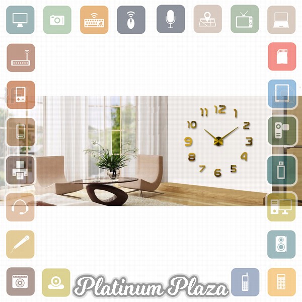 Taffware Jam Dinding Besar DIY Giant Wall Clock Quartz Creative Design 80-130cm - DIY`E4RVSZ-- Black