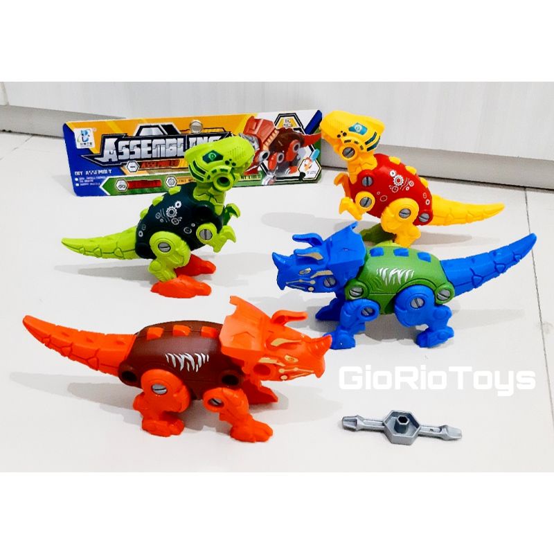 Mainan Anak DIY Bongkar Pasang Merakit Dinosaurus Dengan Obeng / DIY Assembly Dinosaurus /1 Set 4Pcs