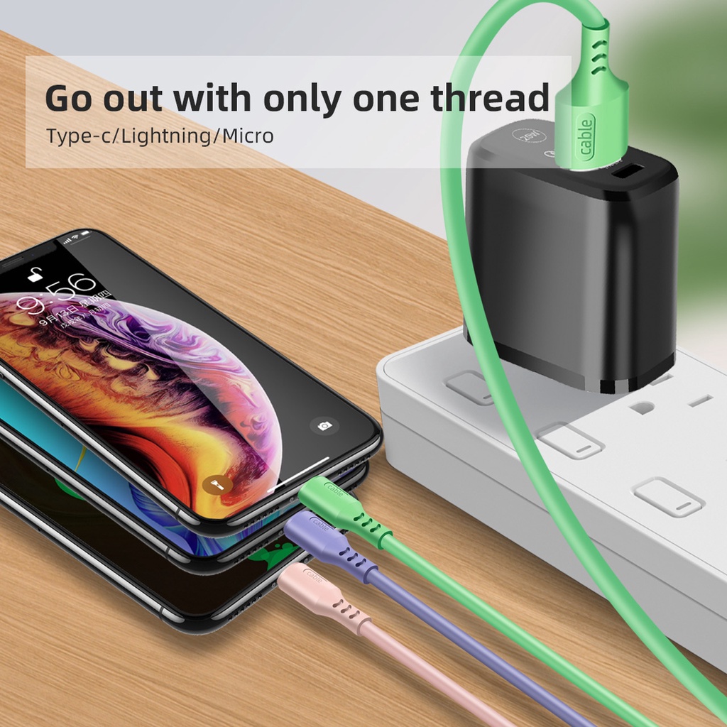 【33LV.ID】Kabel Data 3in1 Macaron 3A Bahan Silikon Support Fast Charging Km07