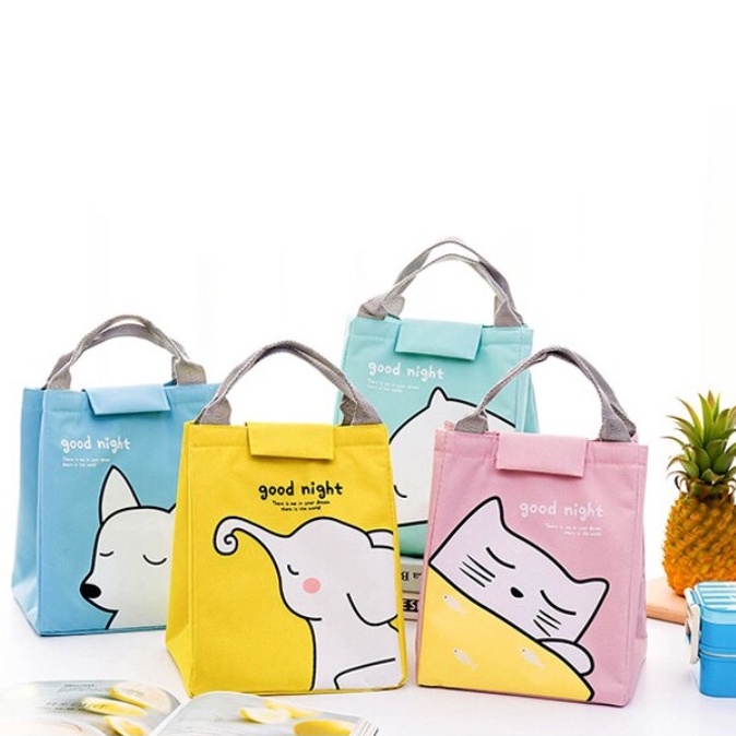 Cooler Bag Besar Bahan Canvas / Cooler Bag Karakter Lucu / Tas Penyimpan Asi Ukuran BESAR/ Tas Bekal Canvas Lunch bag