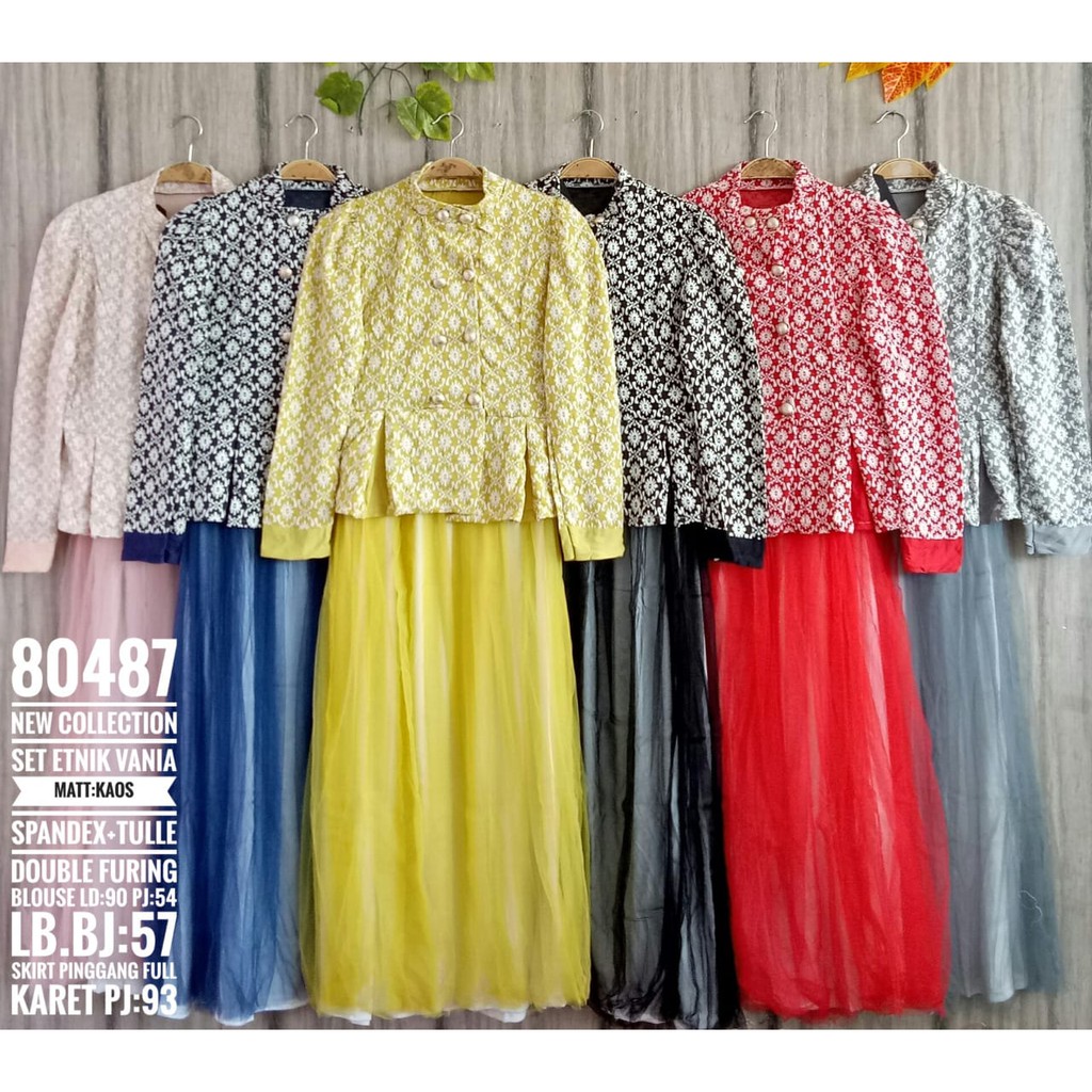 SET ETNIK VANIA / SETELAN KAOS ROK SKIRT TUTU REAL PICT SETELAN PESTA SETELAN BRUKAT ROK SKIRT RUMAH KEBAYA BANDUNG RUMAH SONGKET BANDUNG