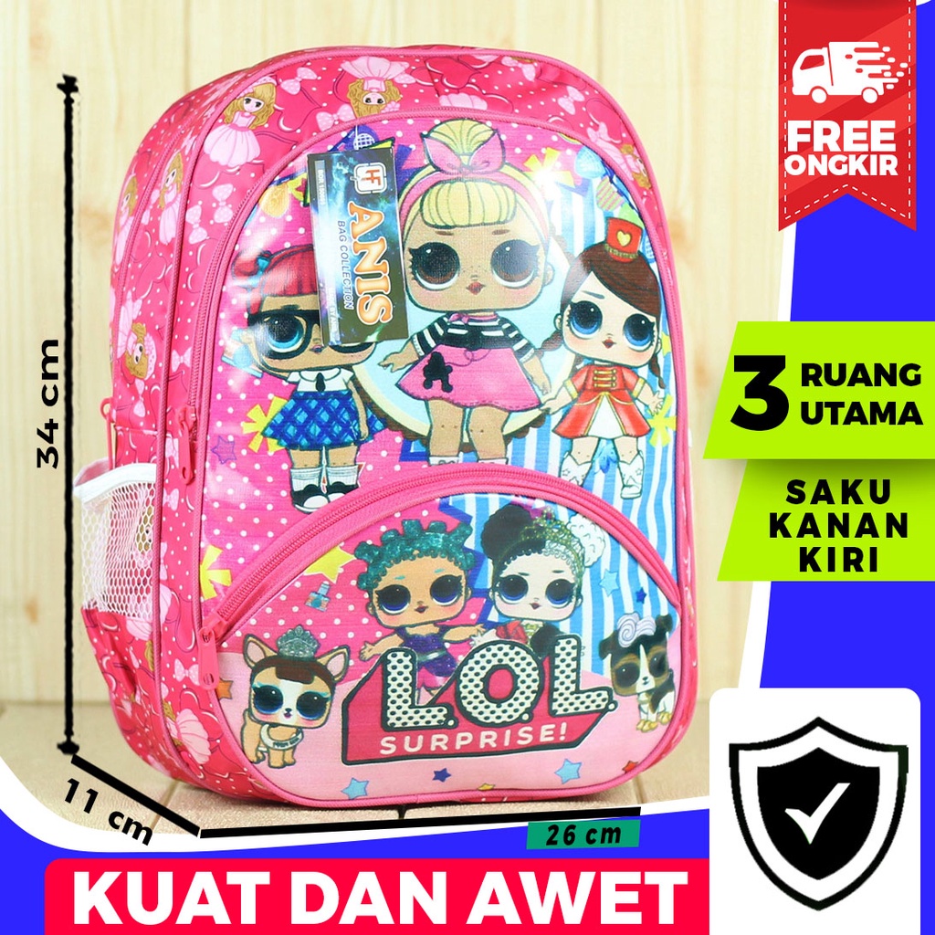 (COD) Tas Sekolah SD Perempuan Anis Lol Pink PAUD TK Kelas BTS BT-21 Premium Murah Terbaru Tas Anak Cewek Lucu Stylish Fashionable