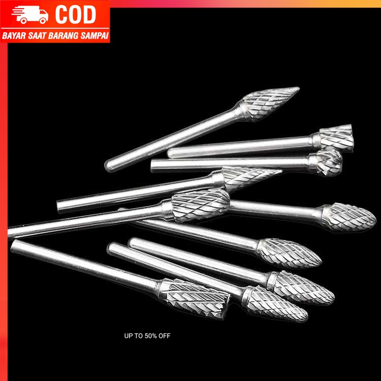 (100% BARANG ORI) JIGONG Mata Bor Tungsten Carbide Cone Spiral 1/8 Inch 10 PCS - JG8