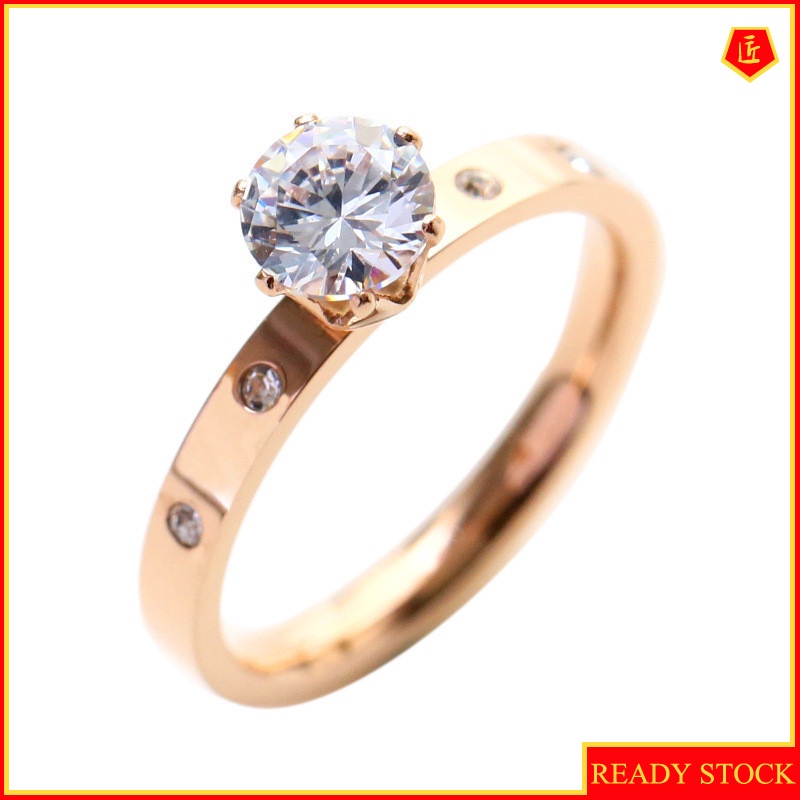 [Ready Stock]Simple New Rose Gold Moissanite Ring