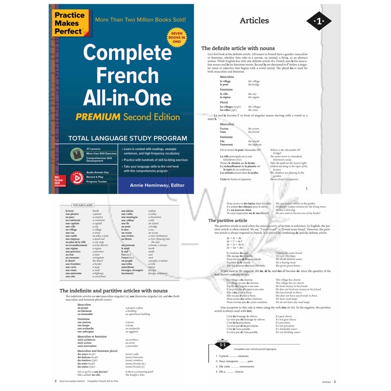 Complete French All in One / Basic French / Verb Tenses / Grammar / Vocabulary / Conversation / Sentence Builder - Practice Makes Perfect | Buku Bahasa Prancis Percakapan-Complete All-in-One