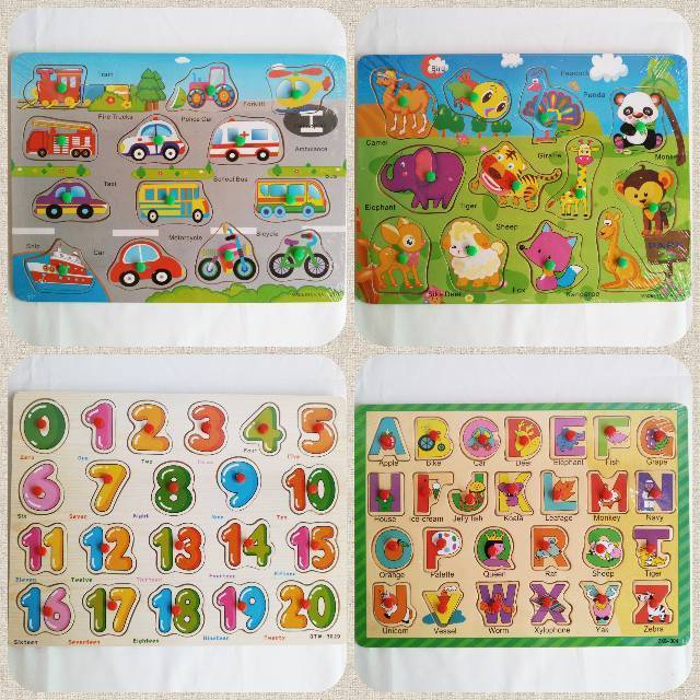 Mainan Anak Wooden Puzzle Kayu Hewan Transportasi Huruf