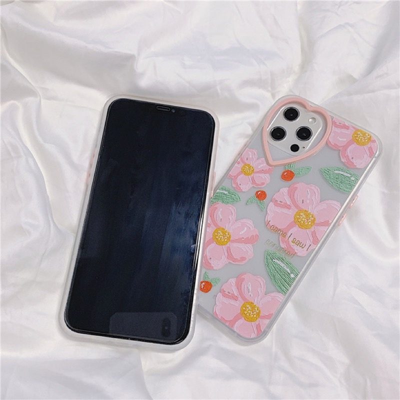 Pink Flower Heart Softcase iphone 7/8+ XS XS Max XR 11 Pro Max 12 Pro Max