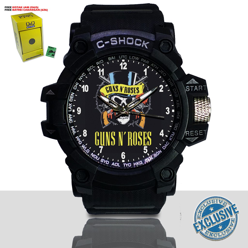 (EXCLUSIVE ) JAM TANGAN GUNS N' ROSES WATER RESIST FREE BOX DAN BATREI - NO.2