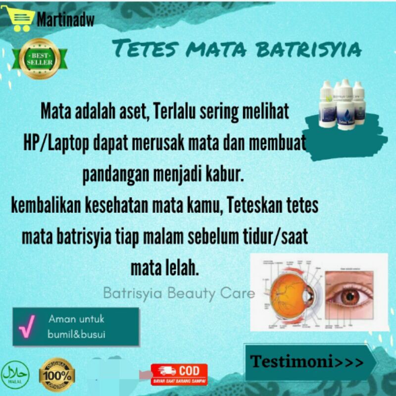 obat Tetes mata Batrisyia Herbal untuk mata minus, rabun katarak, trimbilan, merah, dan iritasi