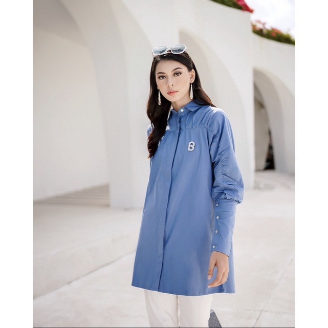 marina shirt blue benang jarum