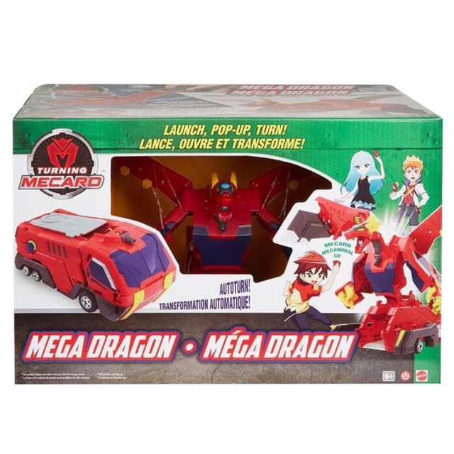 Turning mecard mecanimals mega dragon vehicle