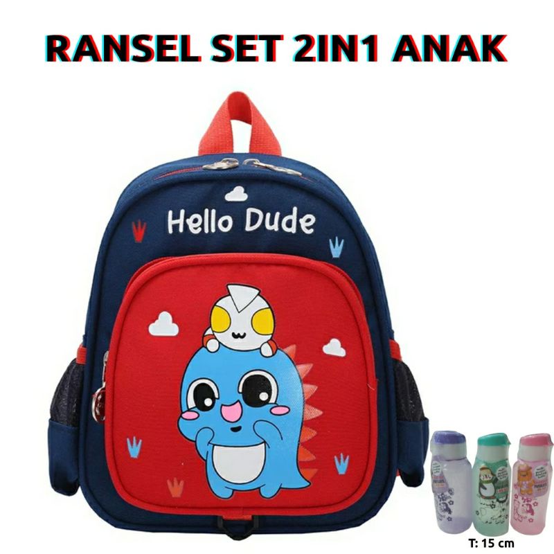 dem_sare / DS1139 - Tas Sekolah HELLODUDE Anak Laki-Laki Anak Perempuan Backpack Sekolah Anak PAUD TK SD Tas Ransel Mini Anak Terbaru karakter Cartoon