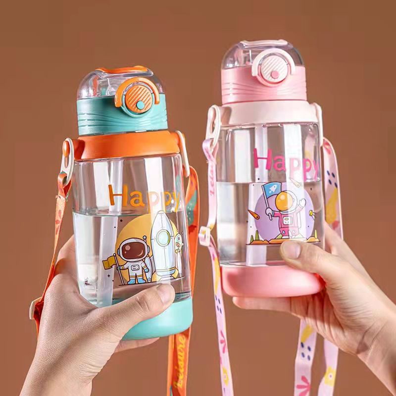 TOKO21GROSIR-BOTOL AIR ANAK WATER BOTTLE WITH TALI PANJANG KARAKTER ASTRONOT [TY0909]