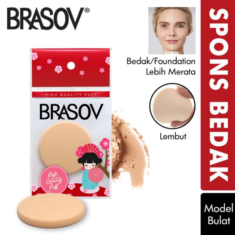 BRASOV Spons Bedak / Foundation 1 Pcs Sponge Puff Make Up Tools Fondation Powder Kotak Bulat