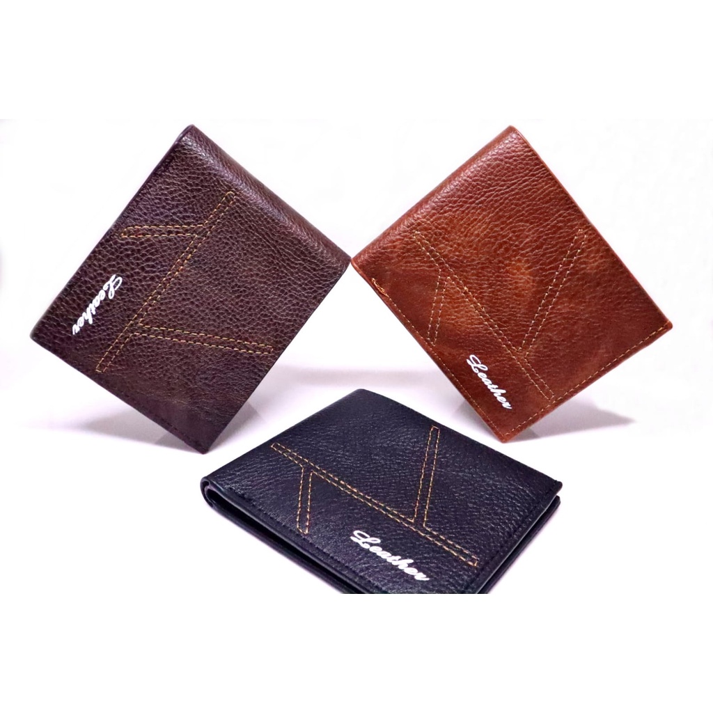 DOMPET LIPAT PENDEK PRIA 2 RUANG LEATHER SINTETIS - JH1