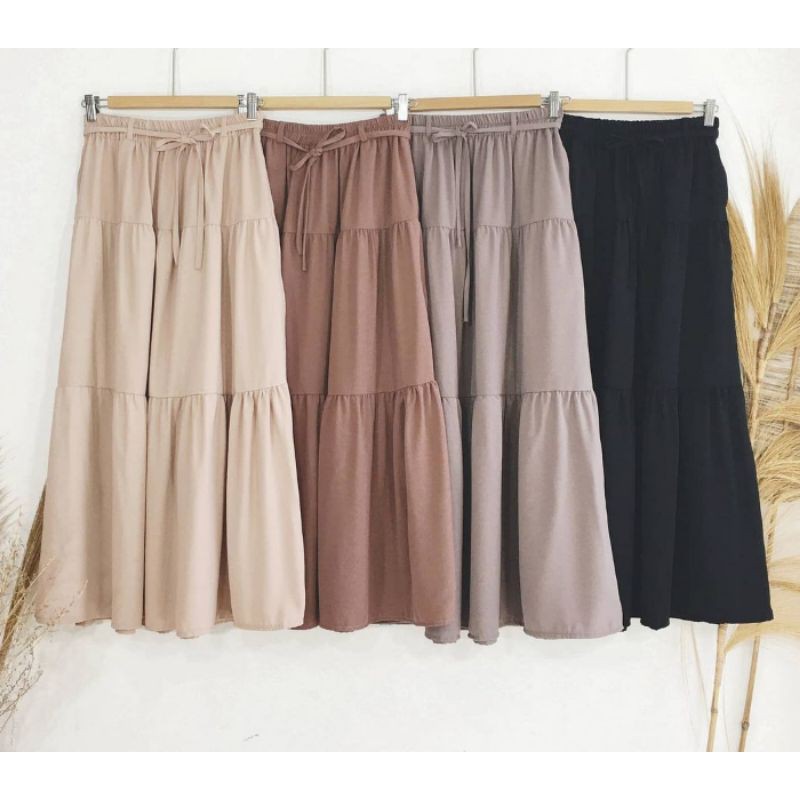 ROK PANJANG POLOS SUSUN REMAJA MUSLIMAH KOREA KEKINIAN