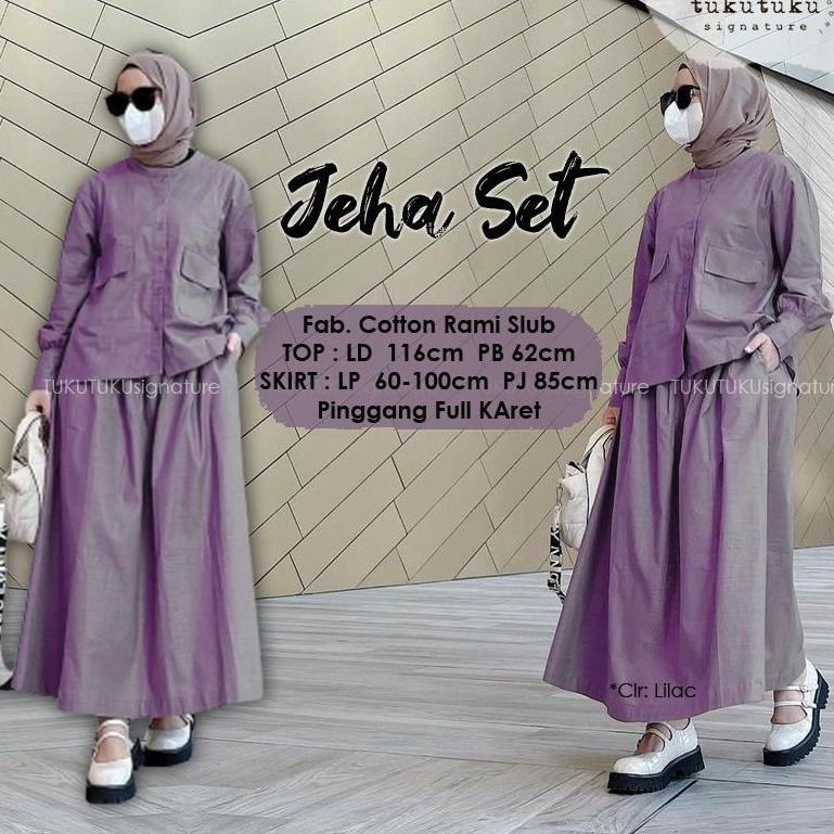 Jeha Set setelan rok rami linen wanita elegankekinian ▪ PPT.25Au22r