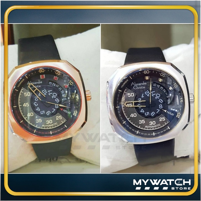Jam Tangan Alexandre Christie Pria Automatic AC 3032 Alexander Christy AC3032 Analog Kotak Kulit