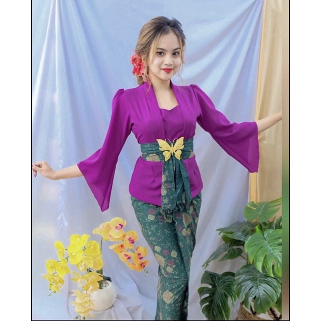 (Kebaya Saja) Kebaya bali moscref kutubaru lengan lonceng