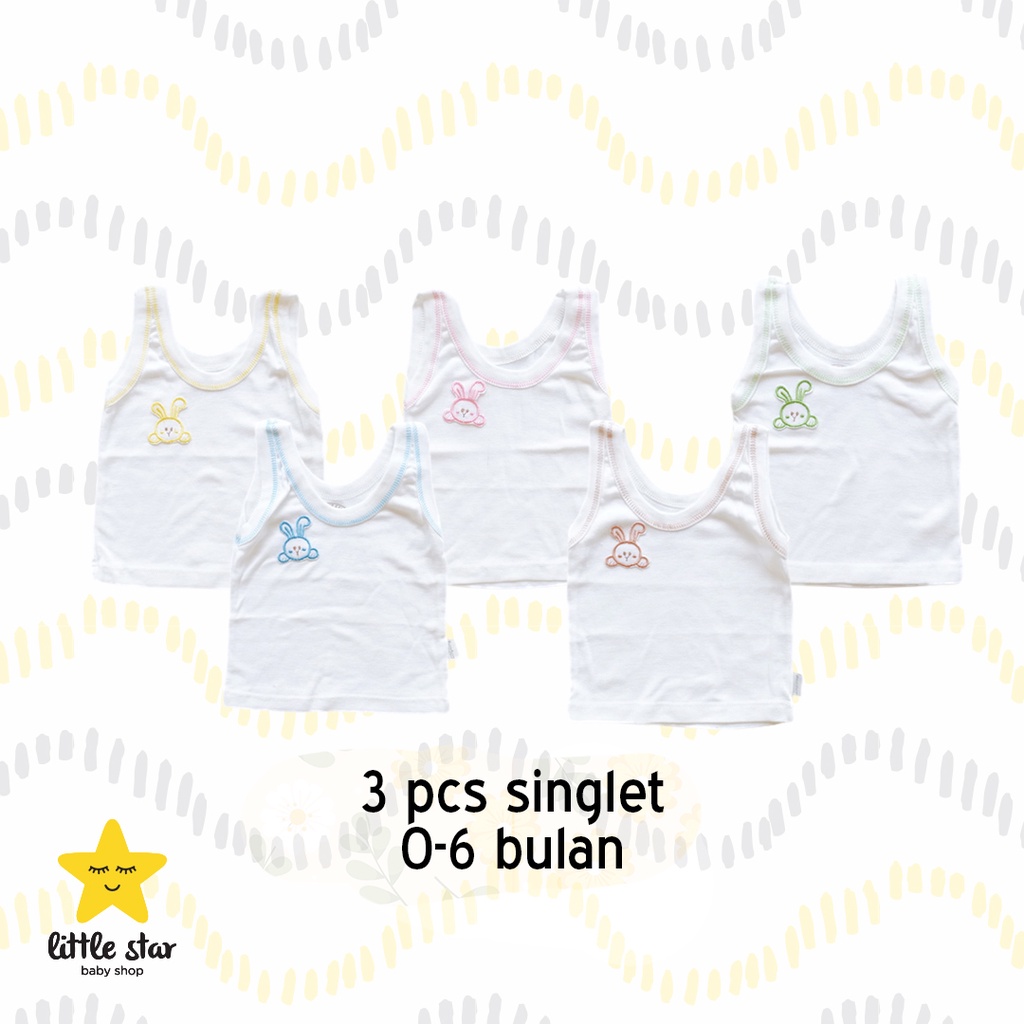 ISI 3 PCS Ling Ling Singlet Anak | Kaos Dalam Kutungan Bayi Cewek Cowok Newborn