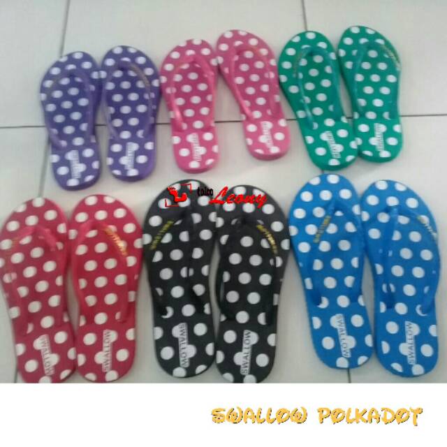  Sandal  jepit Swallow  nice polkadot Shopee Indonesia