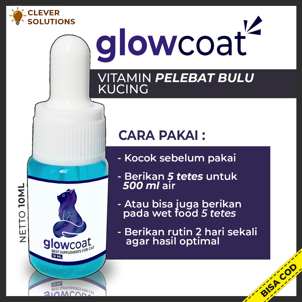 Vitamin Bulu Kucing GLOWCAT Pelebat Bulu Kucing Penumbuh Bulu Kucing Obat Bulu Kucing Rontok