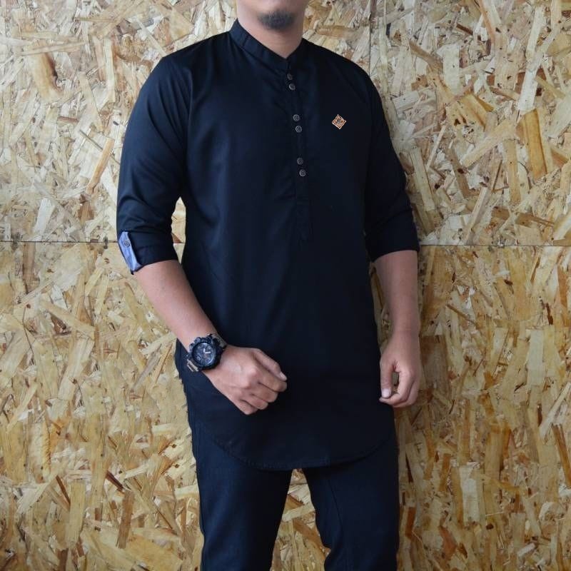 Baju Koko KURTA Pakistan TOYOBO WARNA HITAM Tangan 3/4 Super Premium Terbaru Qurta Pria Dewasa Jahitan Rapi Tampil