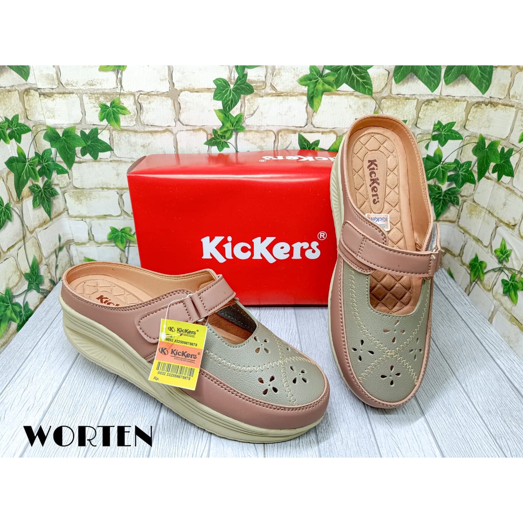 Sepatu sandal wedges kickers motif sikzak/Sepatu wedges wanita