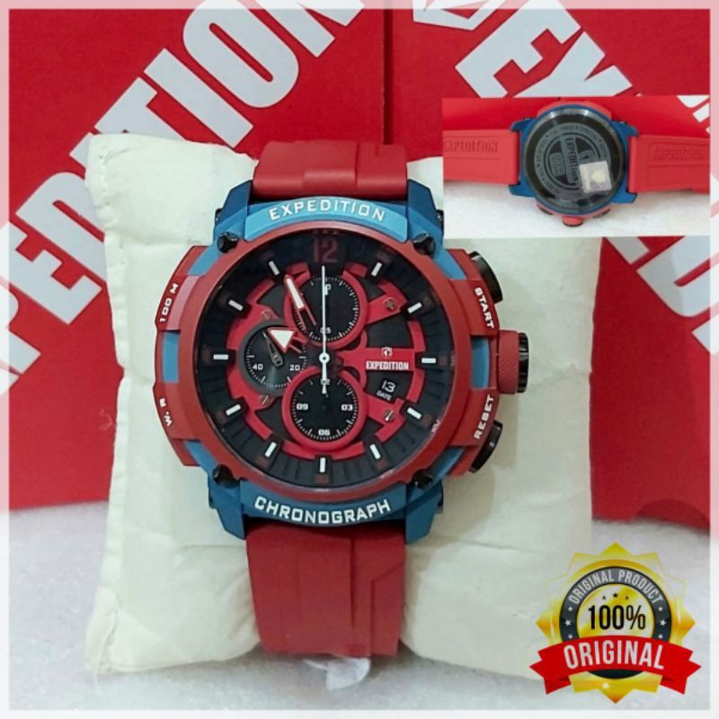 Jam Tangan Expedition Pria E 6781 Jam Tangan Pria Expedition Original Red Blue Navy