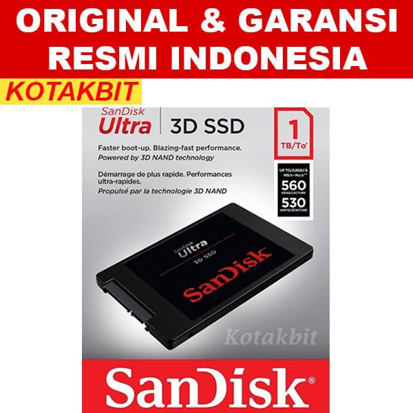 Sandisk SSD 3D Ultra 1TB 1 tb ori original garansi resmi Indonesia