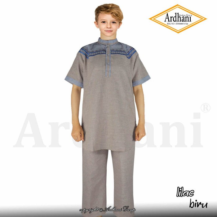 Baju Koko Stelan Pakistan Kurta Anak Laki Laki Koko anak Laki Laki F09 - LILAC X BIRU, NO. 12