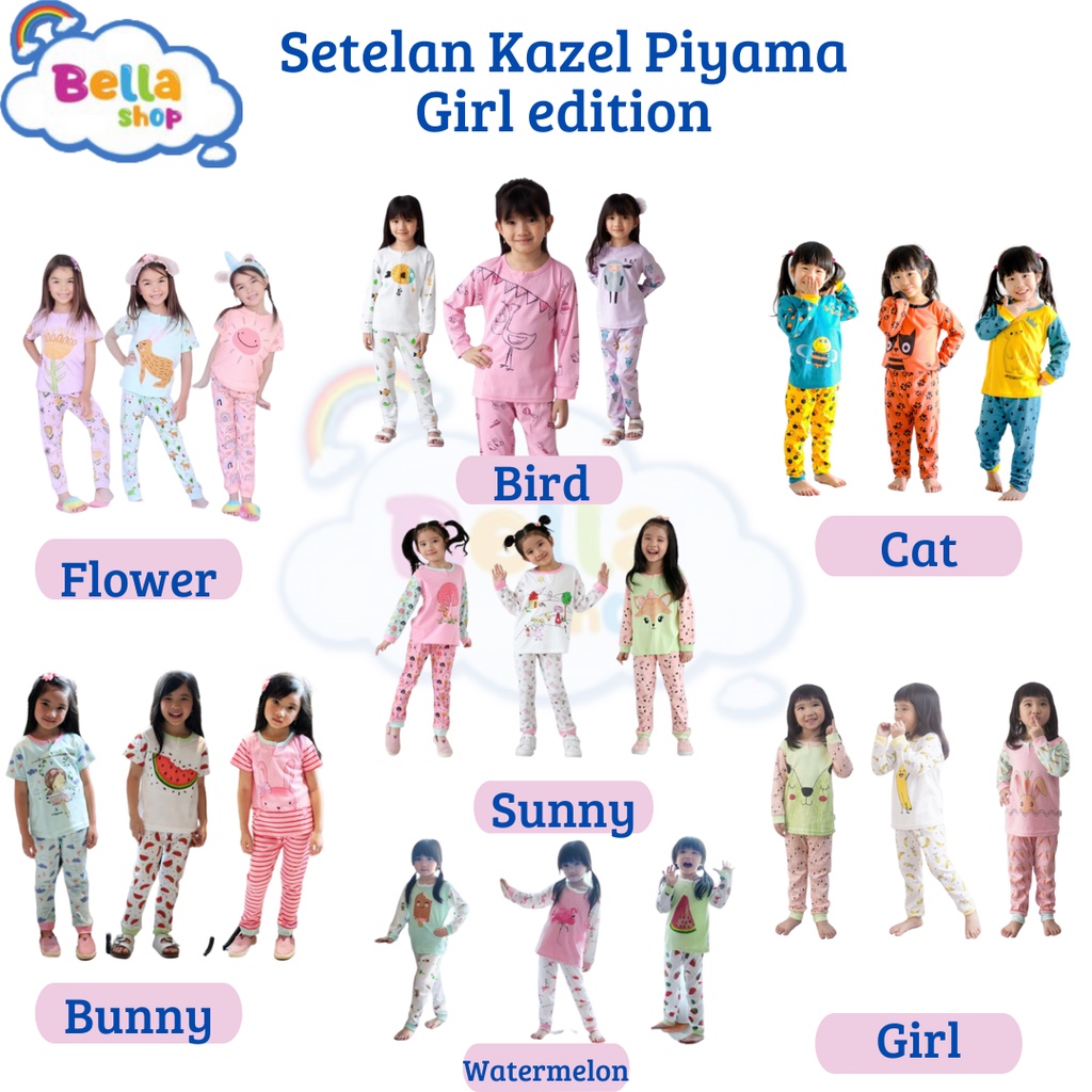 PROMO PIYAMA KAZEL PIYAMA KAZEL BAJU TIDUR SERI ANAK PEREMPUAN ANAK CEWEK - BELLA SHOP