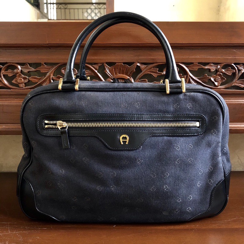 tas aigner original preloved second bahan canvas mulus branded