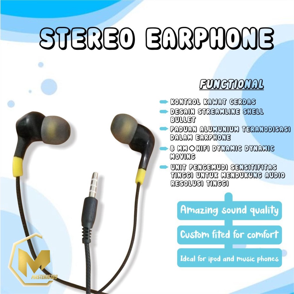 BM032 Headset EARPHONE DIINAMI R35 stereo Earphone Bass Android iPhone Original - Garansi 1 Tahun MA1836