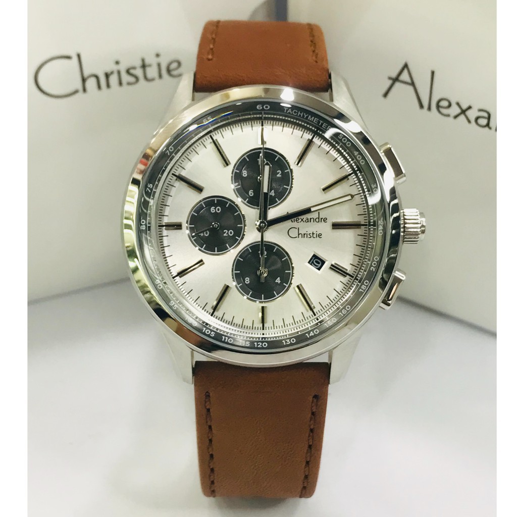 ALEXANDRE CHRISTIE 6557MC LEATHER SILVER PRIA ORIGINAL GARANSI 1TAHUN