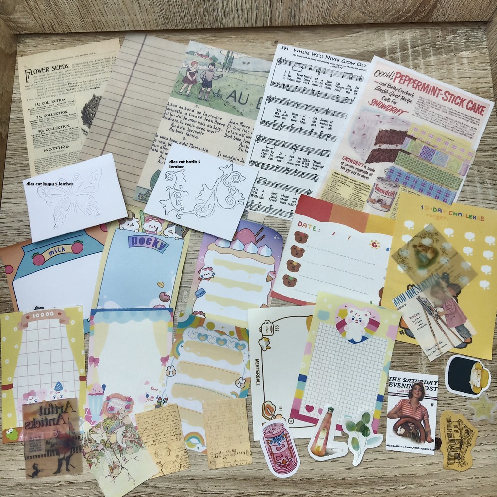 

Journaling kit vintage and cute kuning paket bahan jurnal aesthetic bahan greeting card estetik