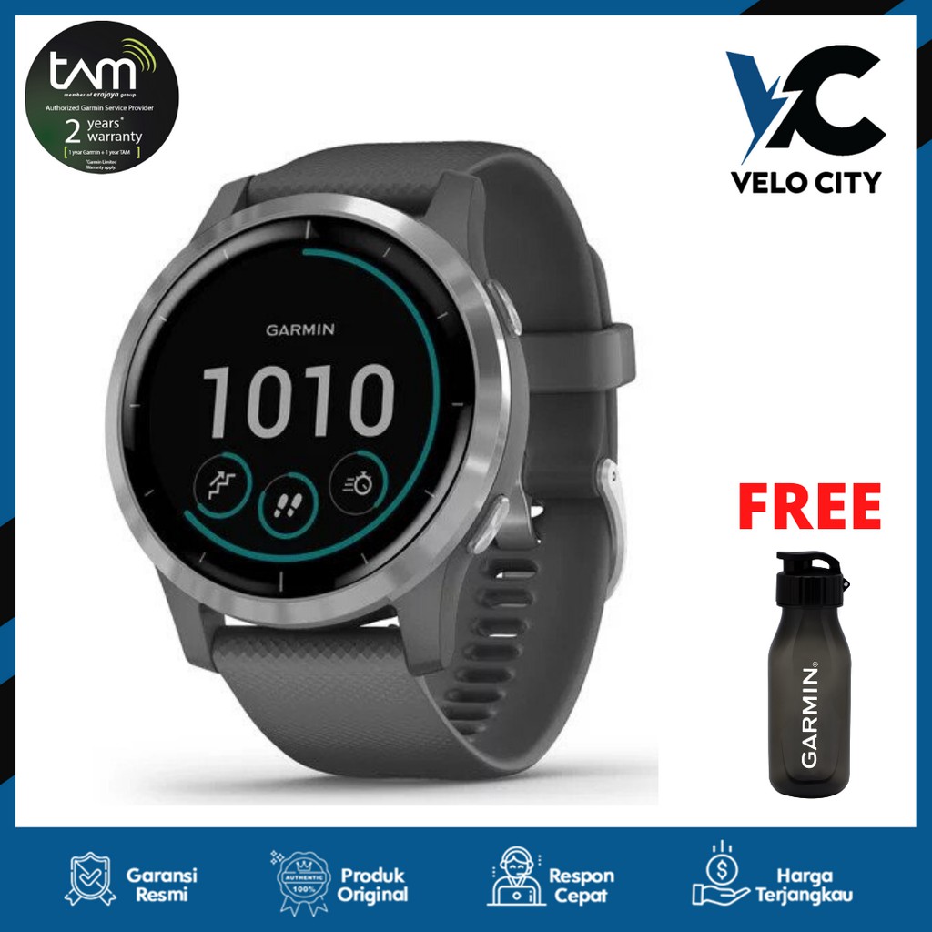 Garmin Vivoactive 4 GPS Wi-Fi Shadow Gray Silver SEA - TAM 2 Tahun