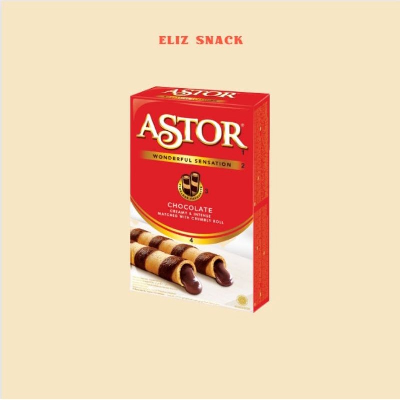 

snack anak wafer roll coklat Biskuit ASTOR 40gr