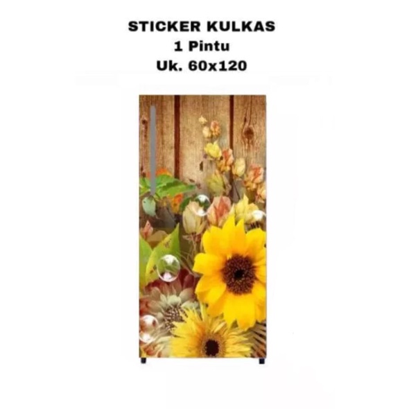 Stiker Kulkas 1 Pintu Motif Bunga 2 SA